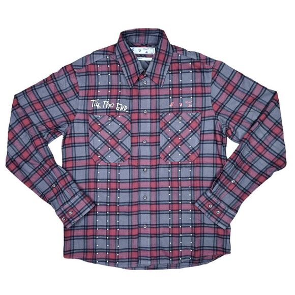 END. x Off-White Till The End Strass Flannel Shirt in Red - Size Small - Picture 1 of 16